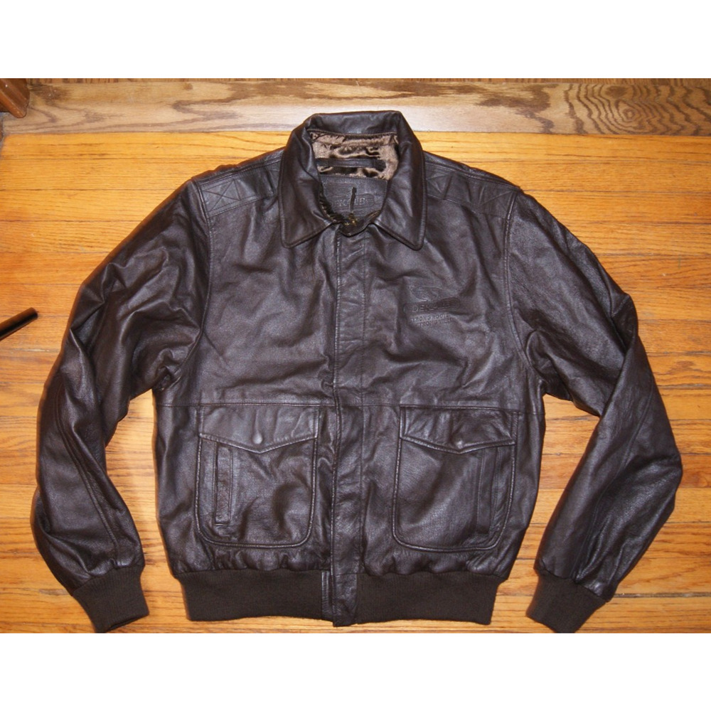 VTG Dekalb Seed Corn Strong Roots Strong Yields Brown Leather Jacket Coat XL